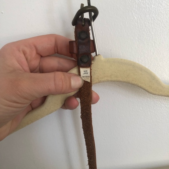 American Eagle skinny belt size large metal loops hoops brown leather O rings - Picture 5 of 6